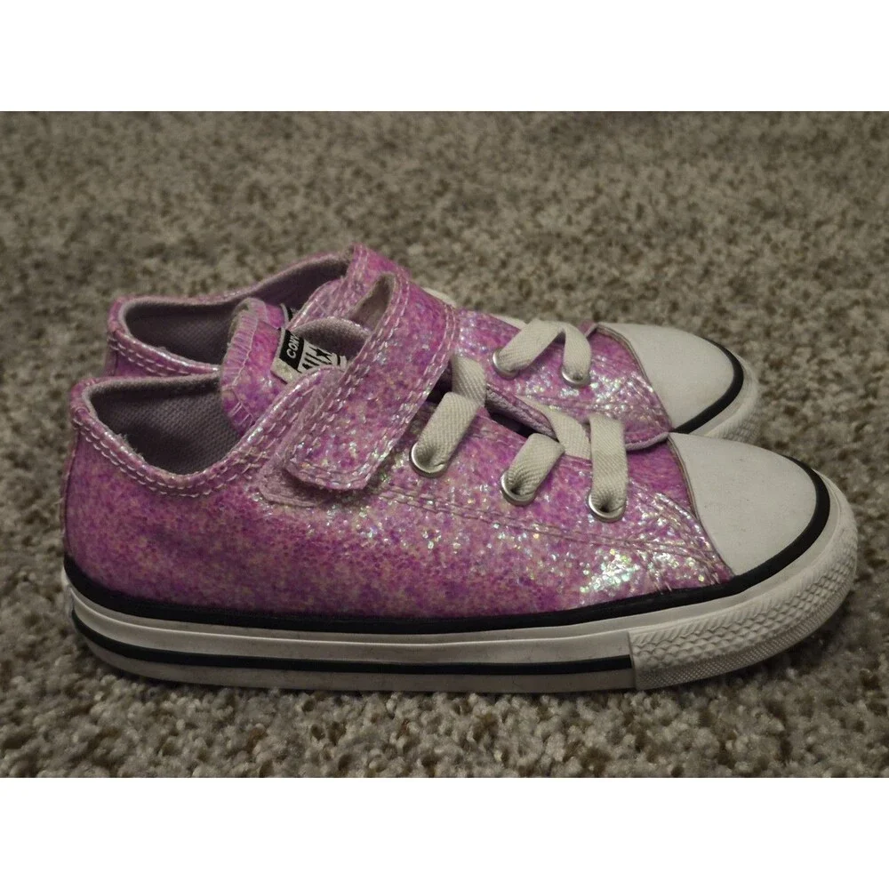Converse Pink Glitter Sparkle Toddler Size 9 Skater Girly